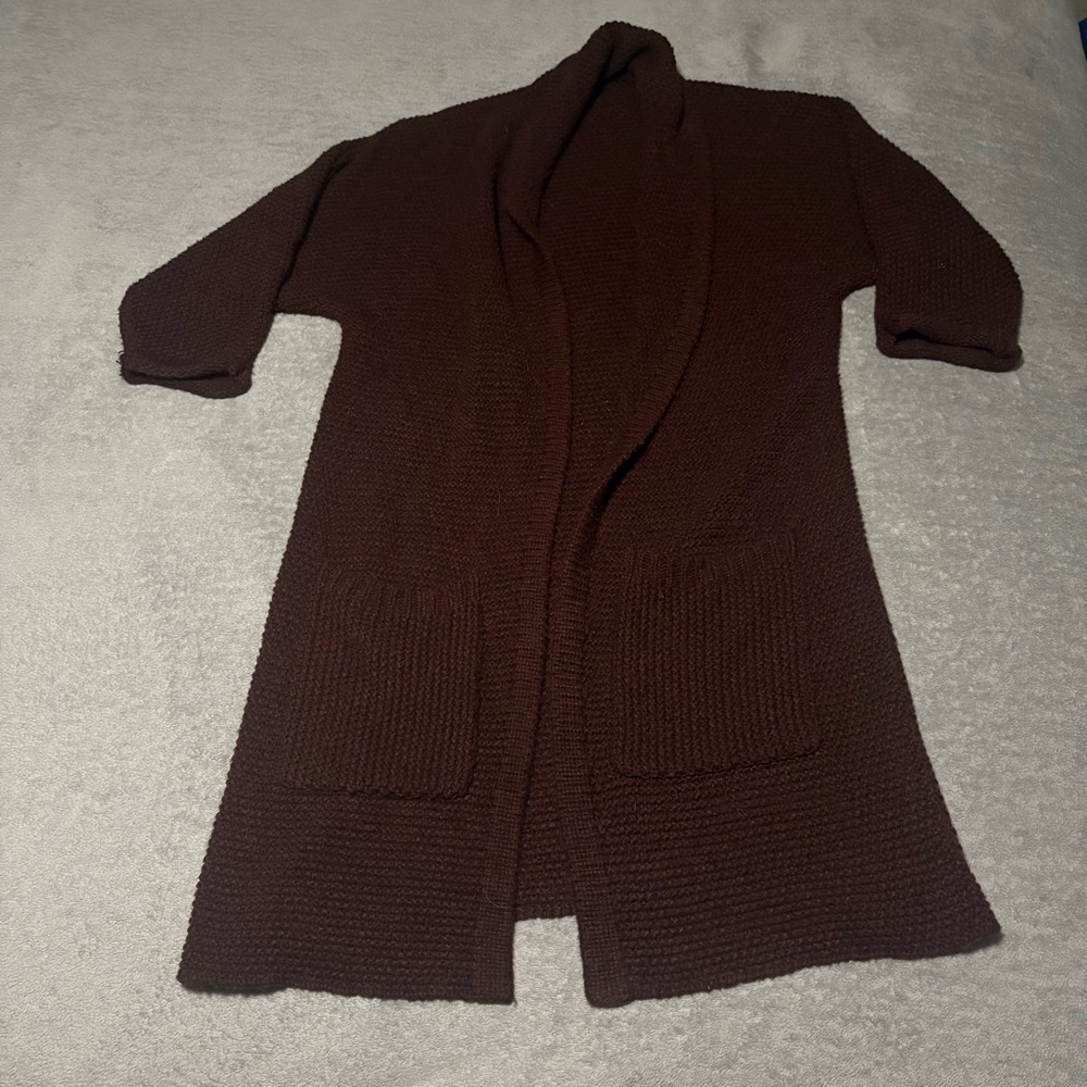 The skinny Erinn Cardigan in Merlot one size fits most